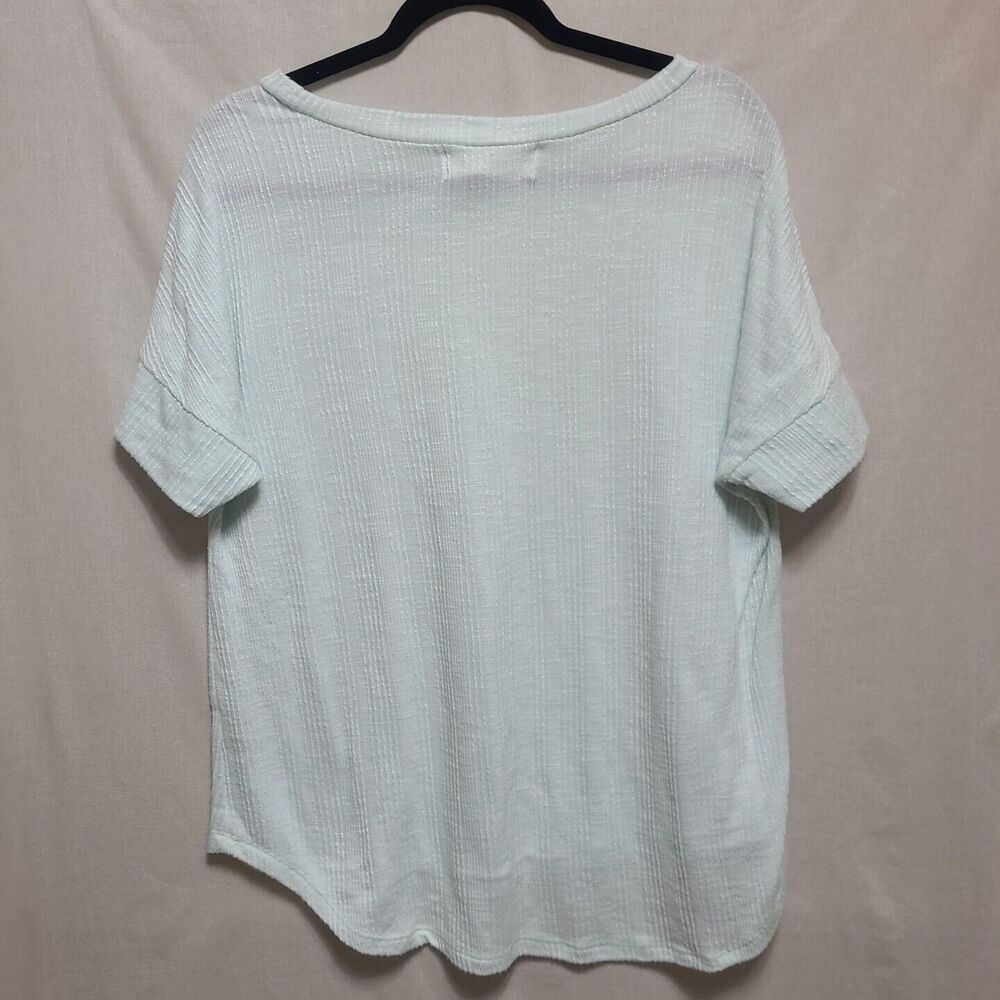 French Laundry Knit Top Womens Size 1XL Blue White Stripe Button Details - Picture 5 of 8